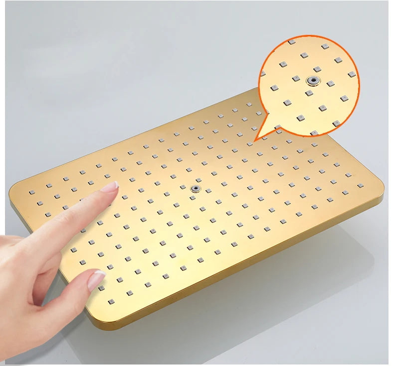 Thermostatic Digital Bathroom Shower Set Rainfall Shower Head Brass Bathroom Faucet Accessories Hot Cold Digital Shower System