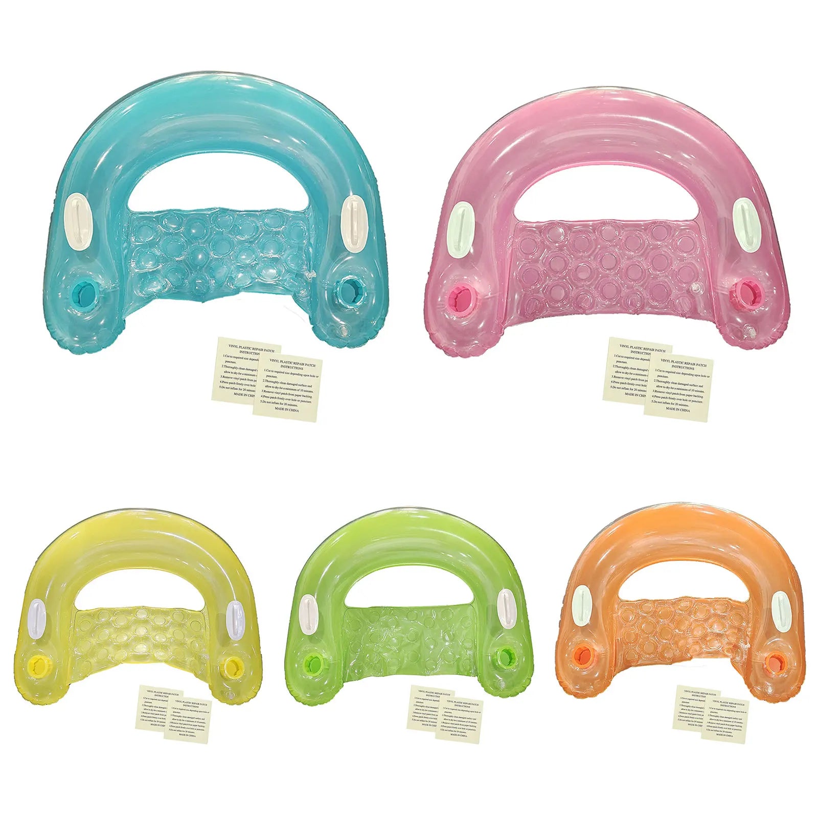 Inflatable Pool Floats for Adult Kids, Float Chairs with Cupholders and Handles Pool Lounges, PVC Water Mattresses Hammock Mat