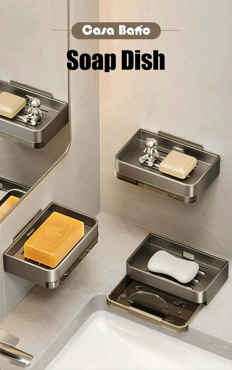 Metal Iron Soap Holder Without Drilling Bathroom Soap Dish With Drain Water Wall Soap Dish Organizer Bathroom Accessories