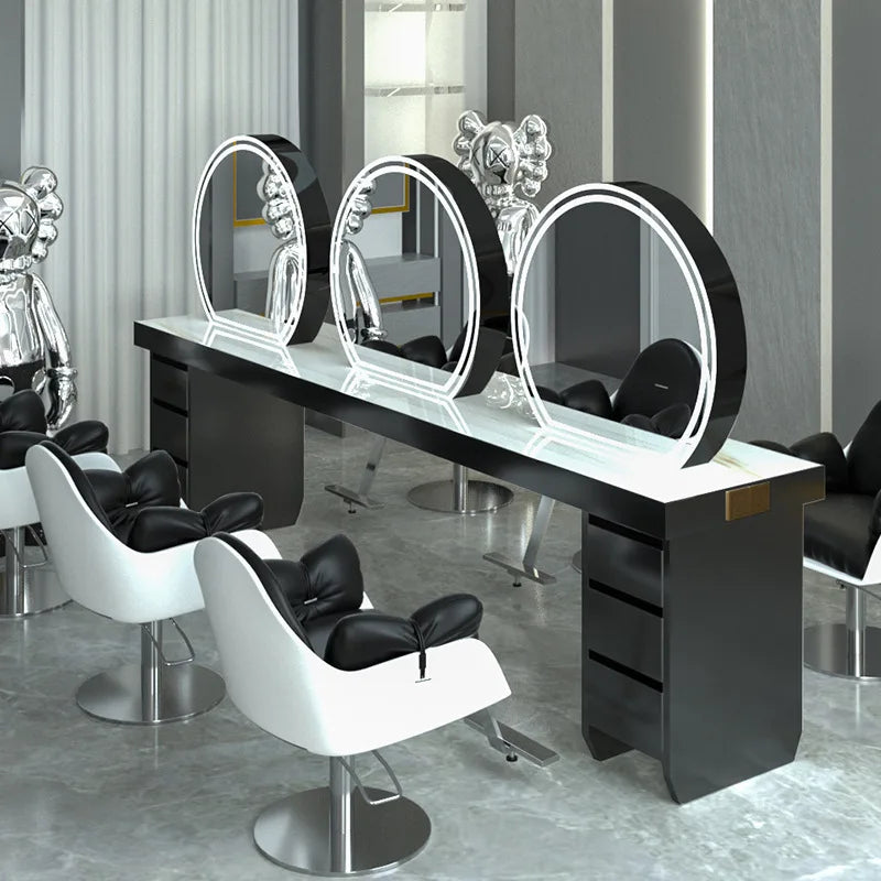 Barber shop hair salon special single and double-sided floor mirror table barber shop special hair mirror