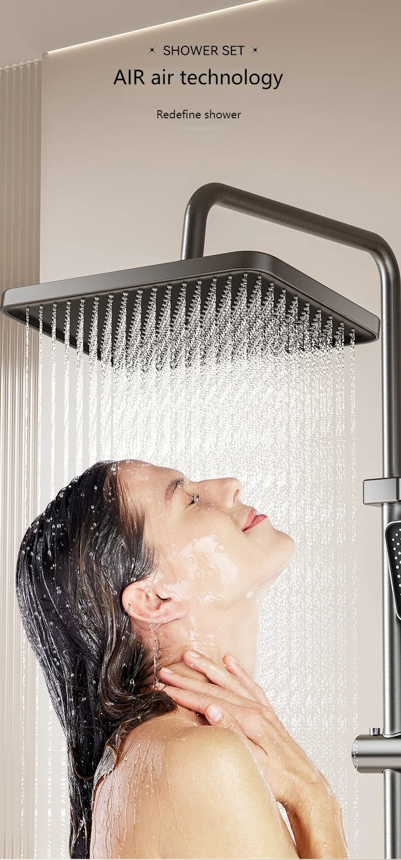 Smart Digital Display Bathroom Shower Set Piano Key Rainlfall Bath Showers System Set Apartment Bathtub Shower Faucet Full Set