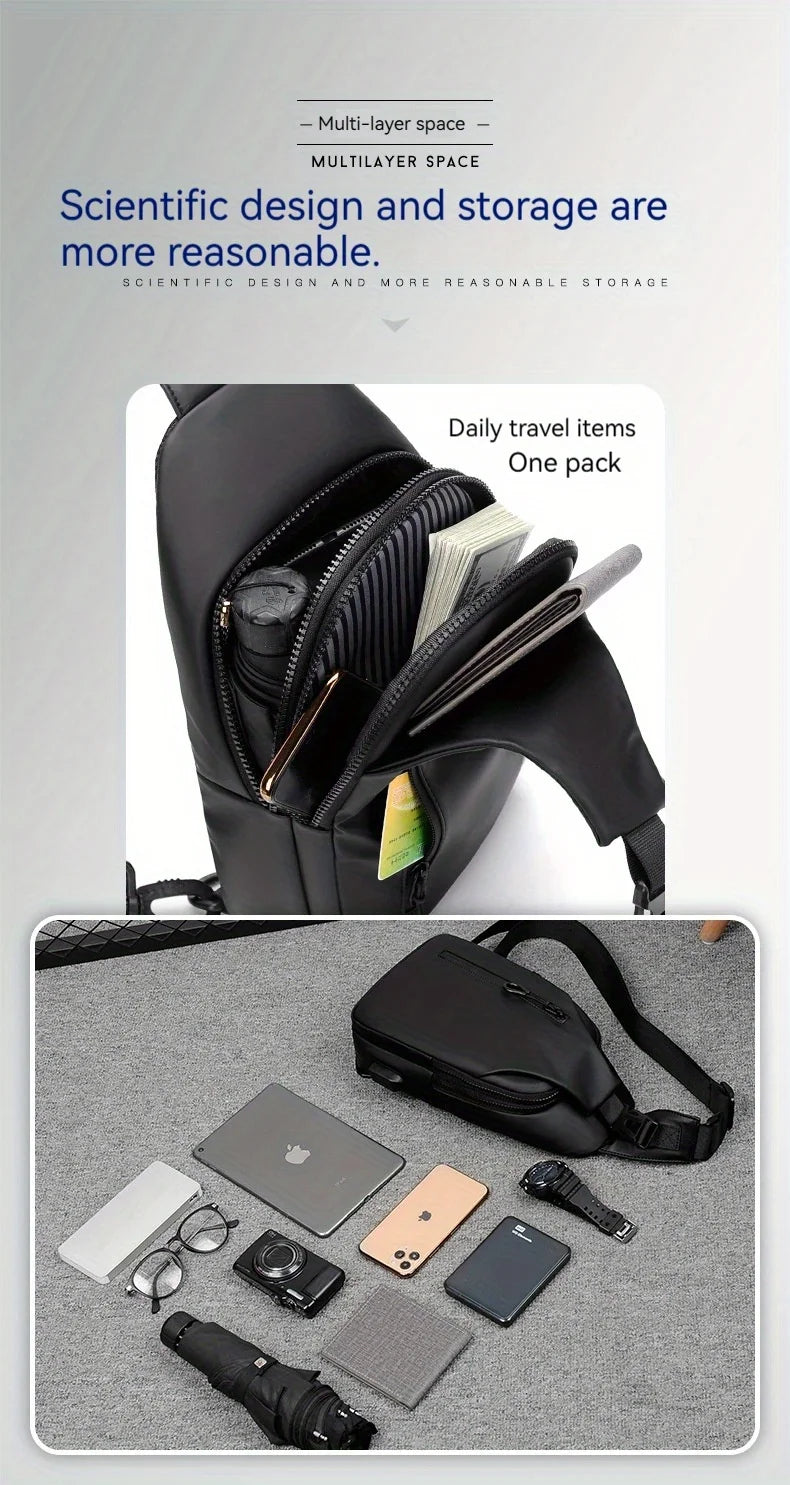 Crossbody Bag Fashionable Large Capacity Waterproof Lightweight Leisure Soft Comfortable Men Single Shoulder Bags