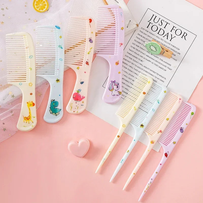 Cute Portable Anti-Static Plastic Hairdressing Comb Hairdressing 2Pcs For Girls Hair Comb Cartoon Baby Child Kids Hair Comb Set