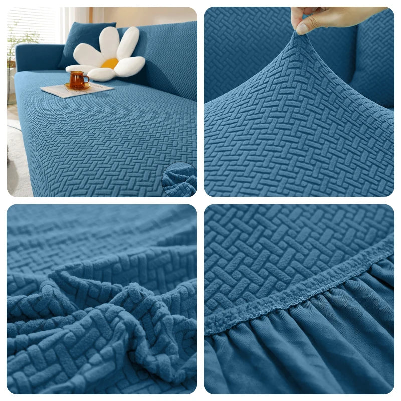 Jacquard Elastic Sofa Cover For Living Room Slipcovers Stretch Polar Fleece Armchair Protector L Shaped Sofa 1/2/3/4 Seater Home