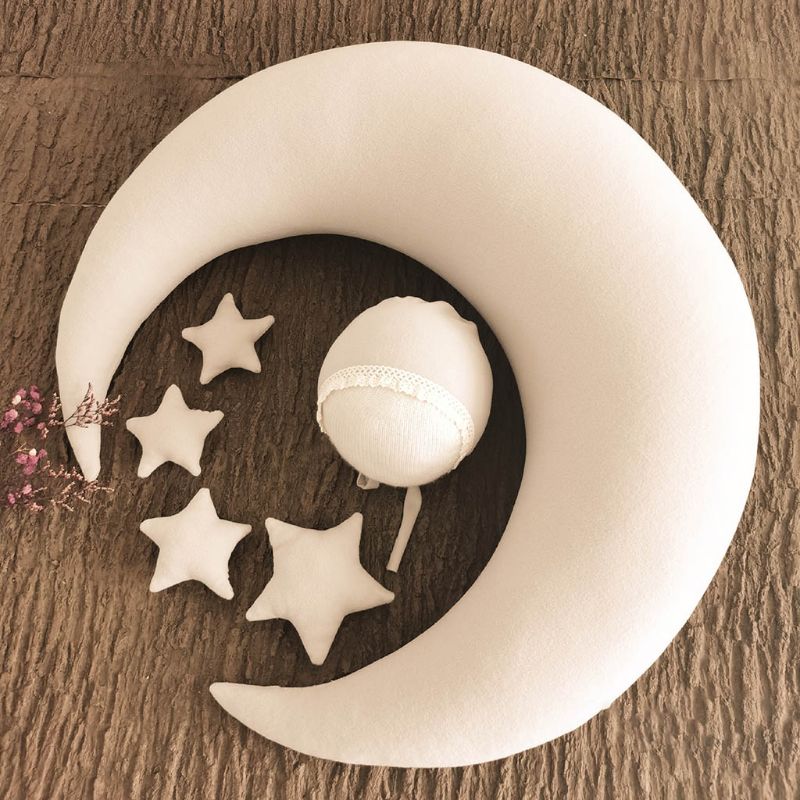 ❤️Newborn Photography Props Accessories Posing Crescent Pillow+Stars+Hat 6Pcs/Set Studio Baby Photo Decoration Moon Fotografia