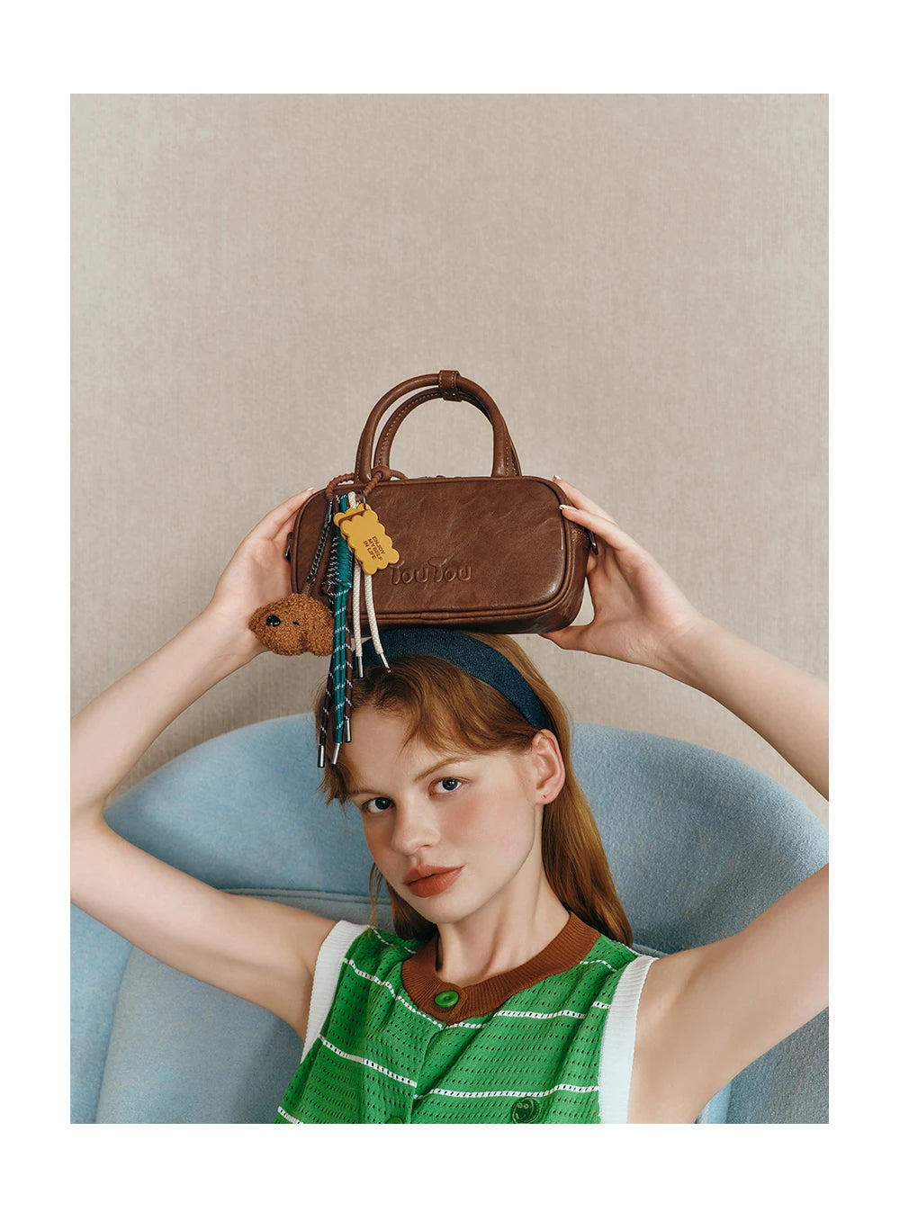 TOUTOU Boston Bowling Bag Imitation Plant Tanning Autumn Shoulder Handheld Crossbody Mini Purse for Women Teacher Christmas Gift