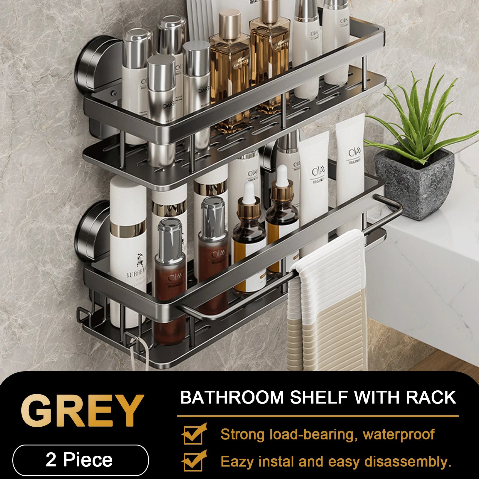Bathroom Suction Cup Storage Rack Without Drilling Kitchen Toilet Shower Room Shampoo Holder Wall Mount Organizer Bathroom Shelf