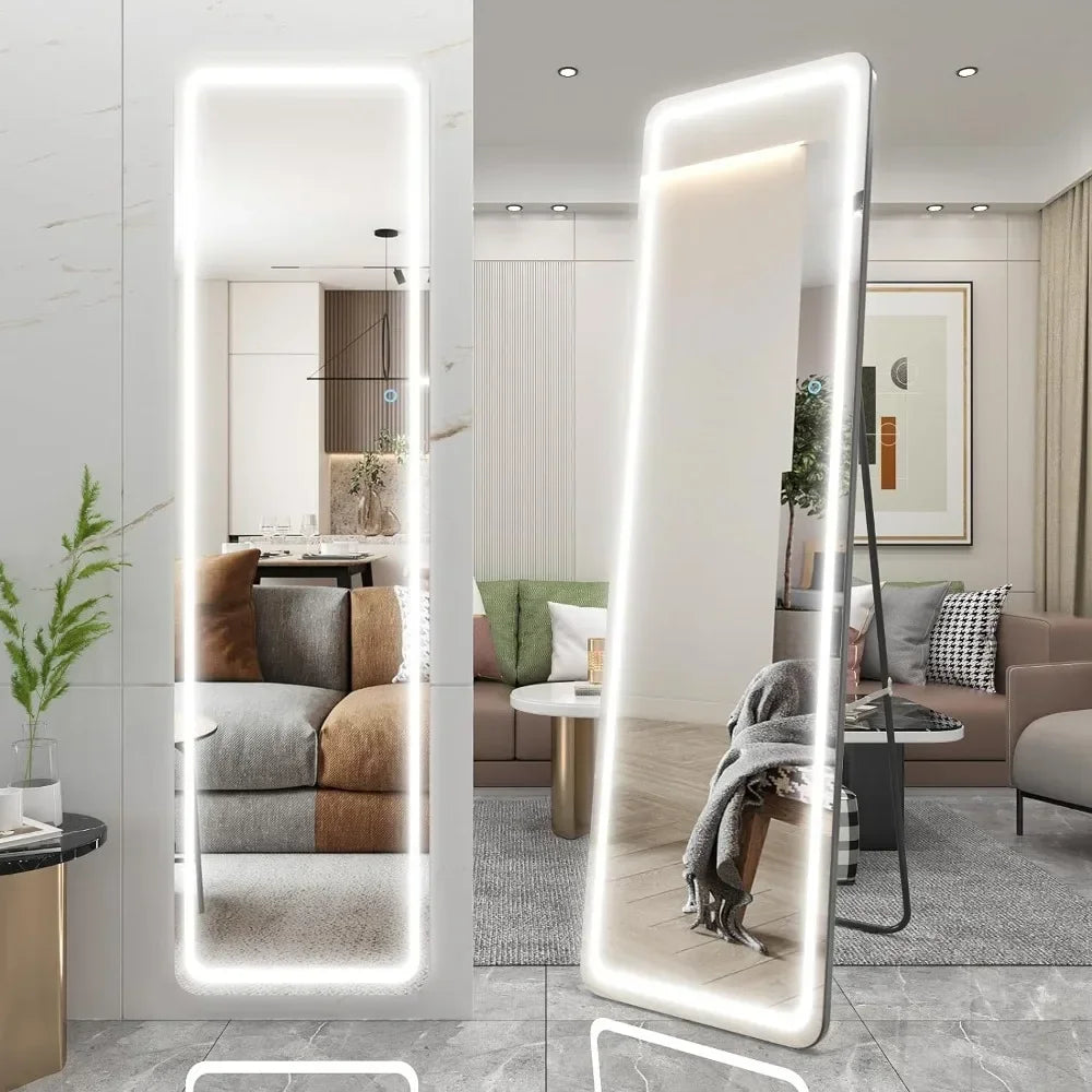 Large Full Body Mirror With Led Light Wall Mounted Hanging Mirror With Lights-Makeup Vanity Mirror Mirrors Length Floor Standing