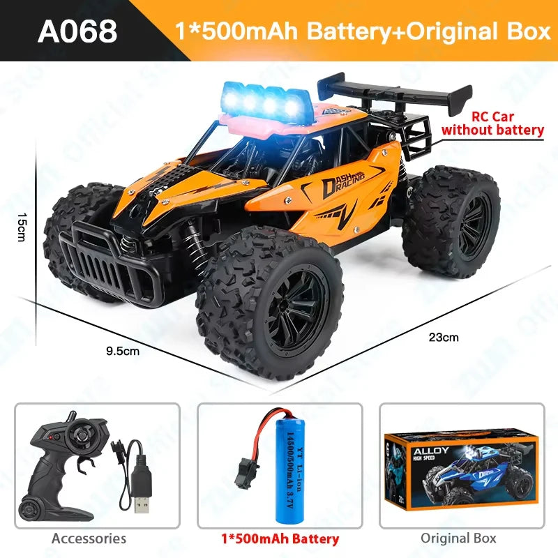 ZWN 1:16 2.4Gh Model RC Car With LED Lights 2WD Off-road Remote Control Climbing Vehicle Outdoor Cars Toys for Boys Girls Gifts