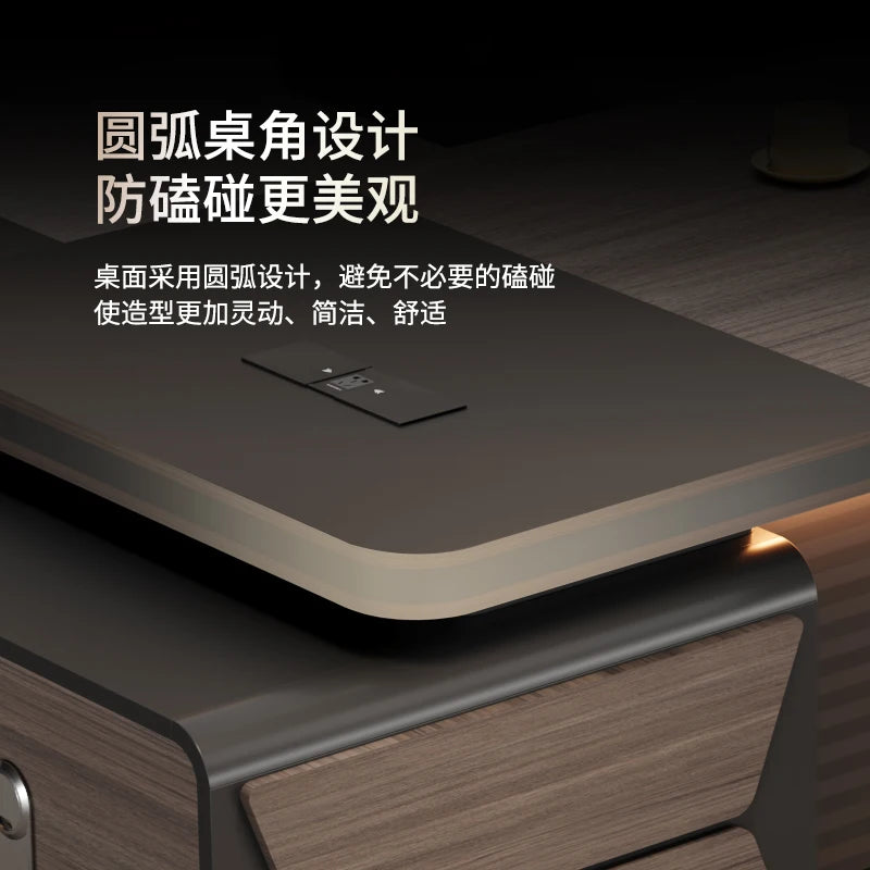 L-shaped luxury chairperson's room manager chair combination simple modern president's desk furniture Executive Office Desk home