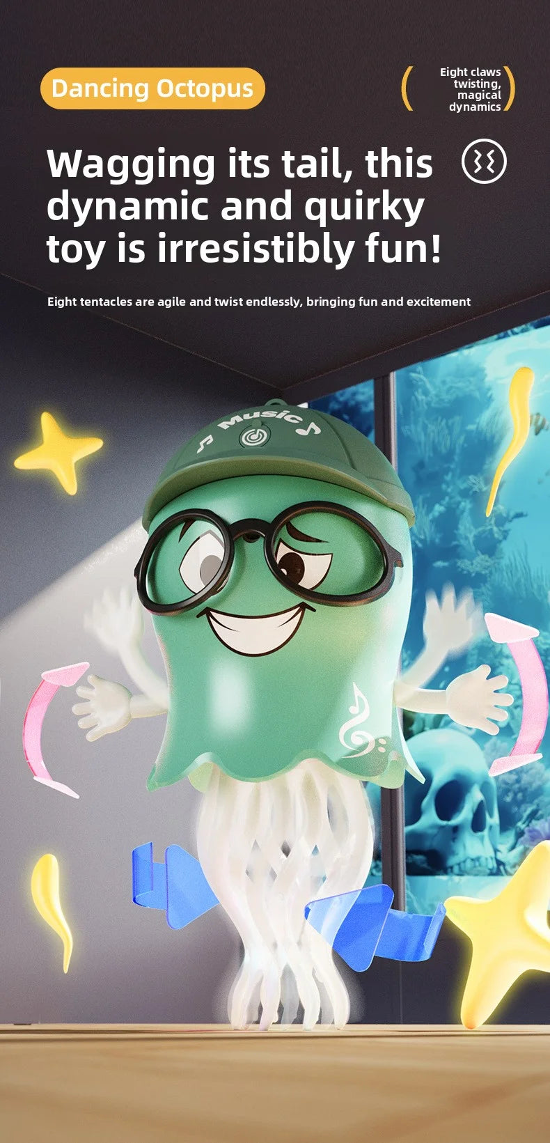 Dancing Octopu Kid Electronic Pet Toys Cartoon Interactive Development Moving Education Toddler Toy Gift Creative Christmas Gift