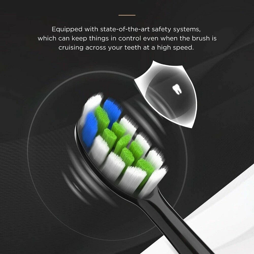Fairywill P11 Sonic Whitening Electric Toothbrush Rechargeable USB Charger Ultra Powerful Waterproof 8 Heads and 1 Travel Case