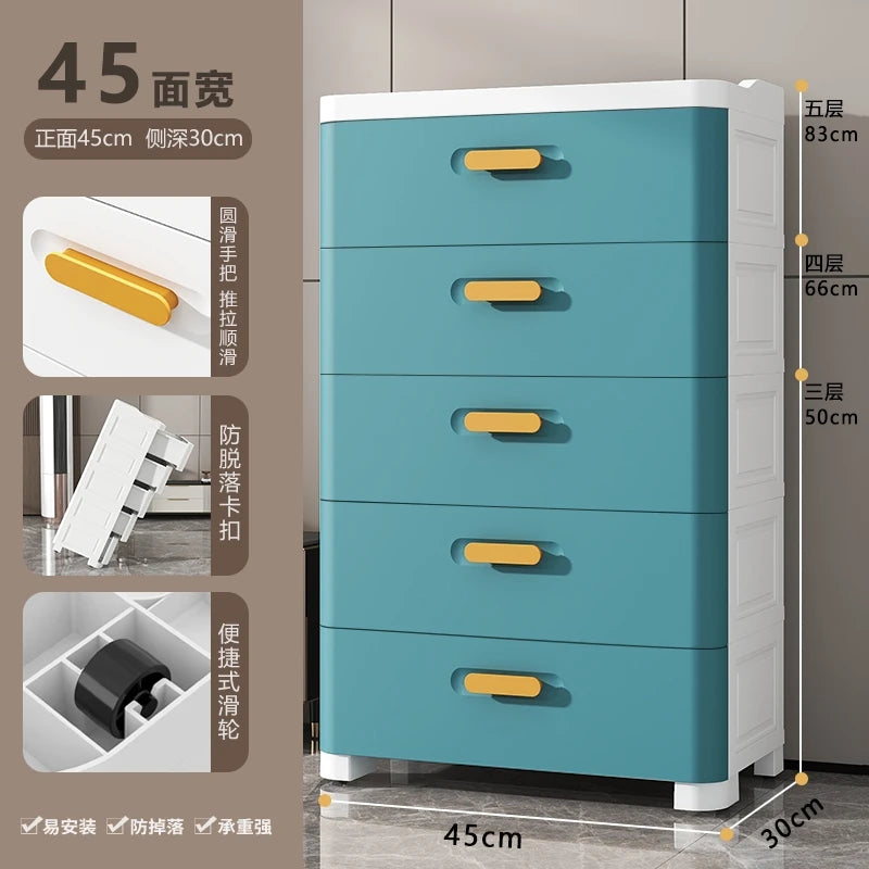 Thickened Drawer Storage Cabinet, Multi-Layer PP Organizer, Silent-Wheel Bedside Cabinet, Modern Large-Capacity Home Storage Box