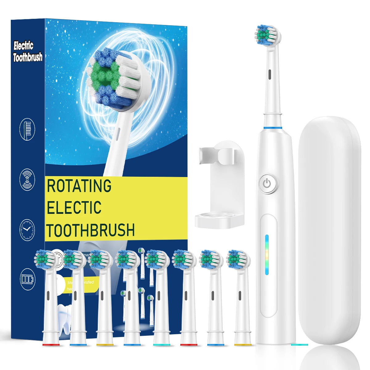 Rotating Electric Toothbrush for Adults Fast Charge 5 Modes Deep Clean Electric Toothbrush with Rechargeable Power Smart Timer