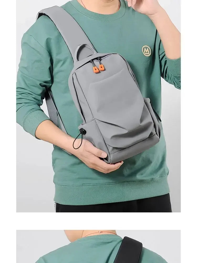 New Men's And Children's Chest Bag Waterproof Trend Simple Usb Charging Solid Color Multifunctional Messenger Bag Shoulder Bag