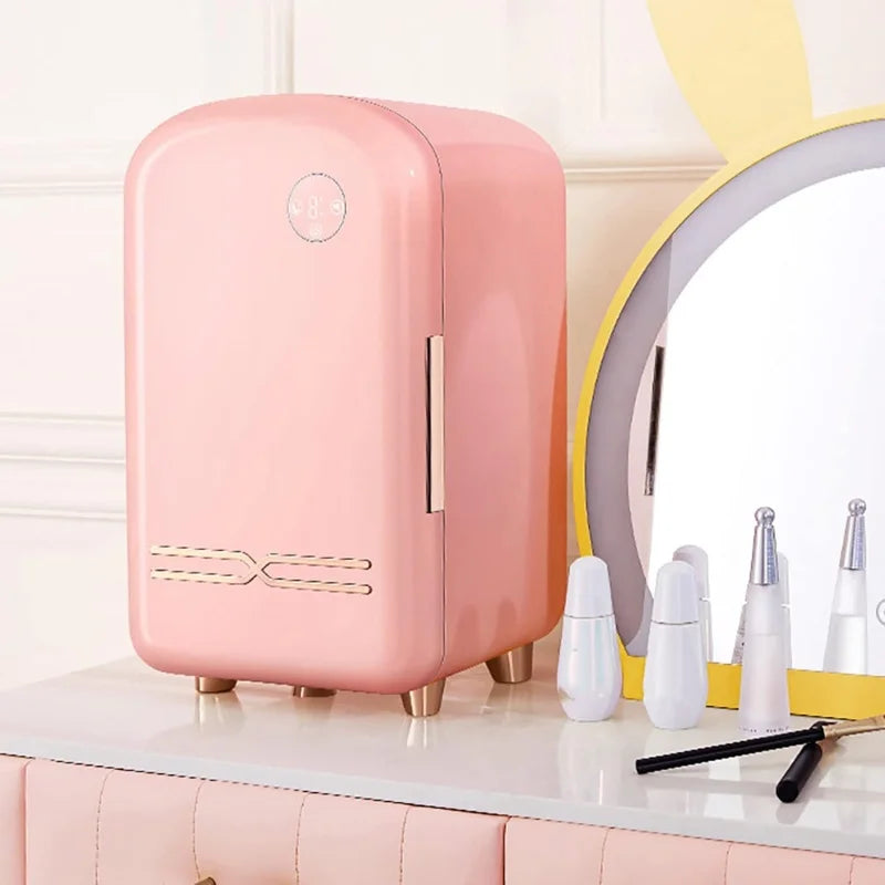 Mini Skin Care Fridge Makeup Cooler 8-18°C Constant Temperature LED Light Beauty Refrigerator for Bedroom Skin Care & Cosmetics