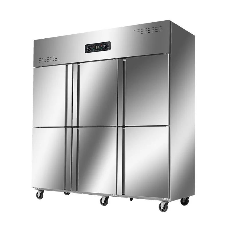 4-Door Commercial Freezer Refrigerator - Large Vertical Air Cooling Frozen Food Storage for Kitchen Restaurant