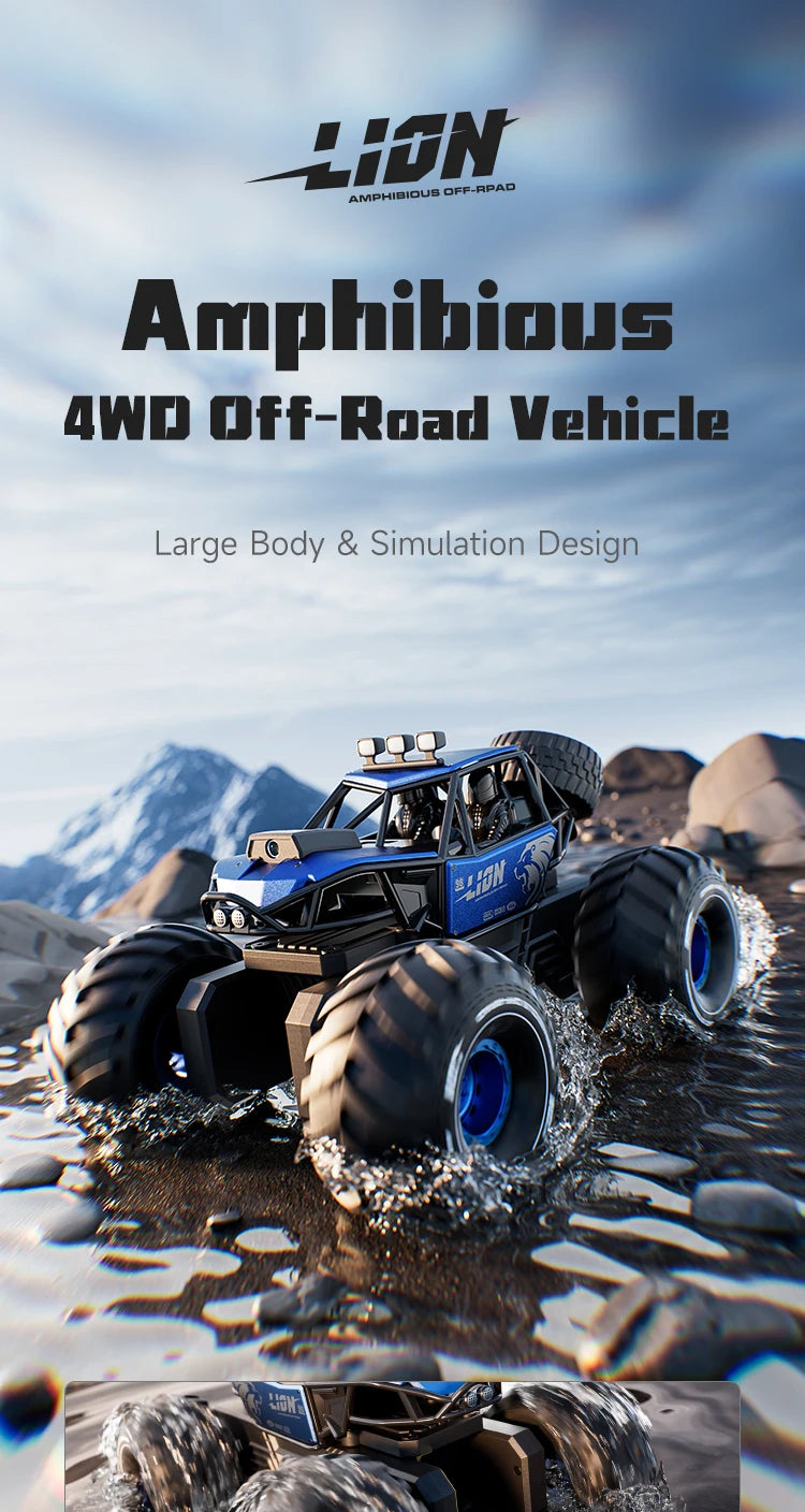 4DRC New Y10 Remote Control Car 2.4G Rc Boat Waterproof Amphibious Stunt Car 4WD All Terrain Truck Toys for Kids Birthday Gifts