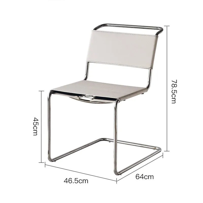 JOYLIVE Nordic Home Living Room Furniture Ins Wind Stainless Steel Pipe Chair Saddle Leather Back Seat Leisure Negotiation Chair