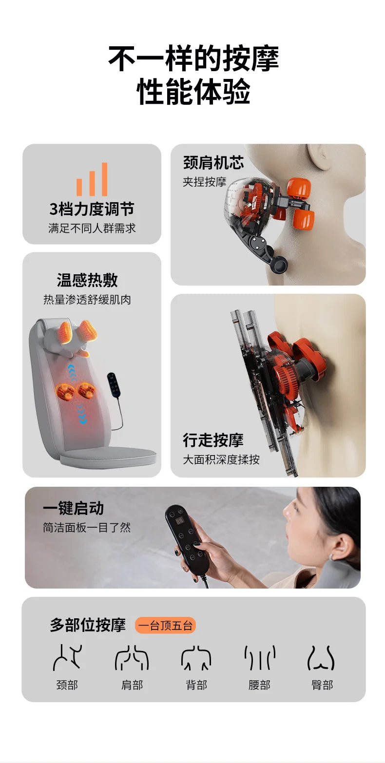 Electric Massage Pad Neck Massage Massager Waist and Neck Dual-purpose with Remote Control Plug Style