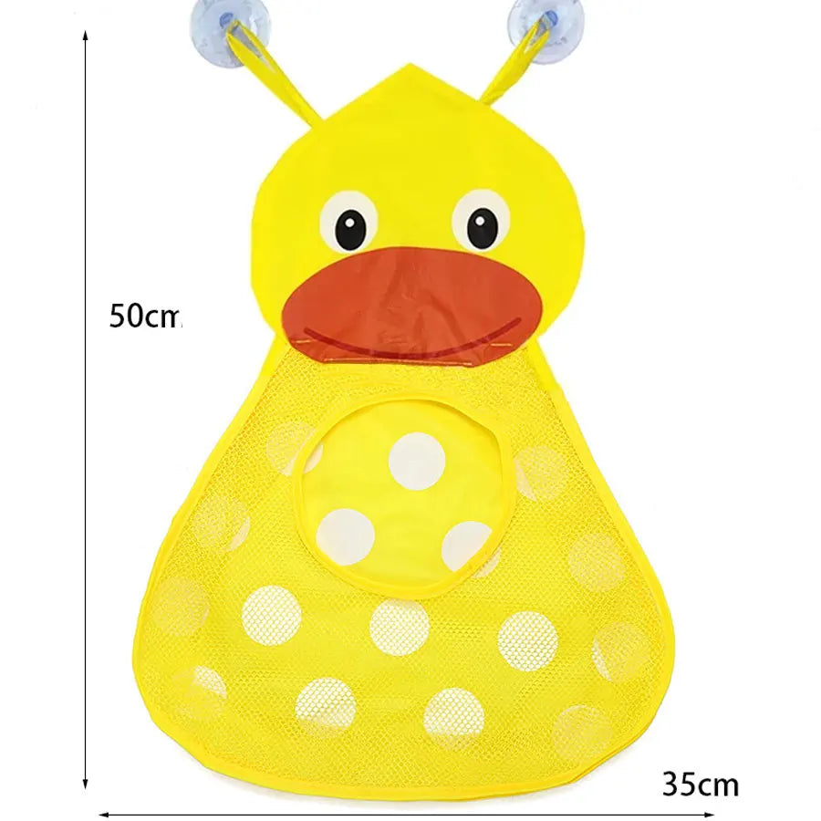 Cartoon Cute Multiple Storage Network Quick Drying Baby Bath Toy Storage Bag Bathroom Bath Bag with Suction Cup Hanging Bag