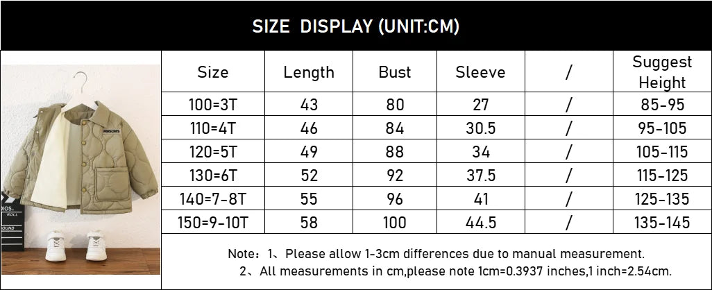 Autumn Kids Cotton Jacket Winter Boys Solid Color Thick Plus Velvet Warm Coat For 3-10 Years Teen Children Outerwear Clothing ﻿