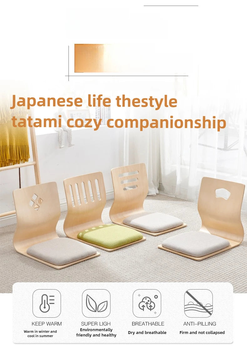 Japanese Chair Design Home Living Room Furniture Kotatsu Table Chair Tatami Zaisu LegLess Floor Chair Black Finish