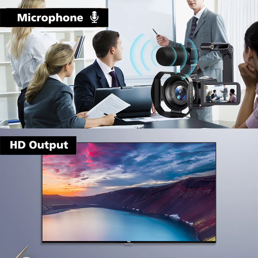 8K Digital Photography Camera 48MP Handheld DV 18X igital Zoom Camera Recorder 3'' LCD Touch Screen Portable Recording Camcorder