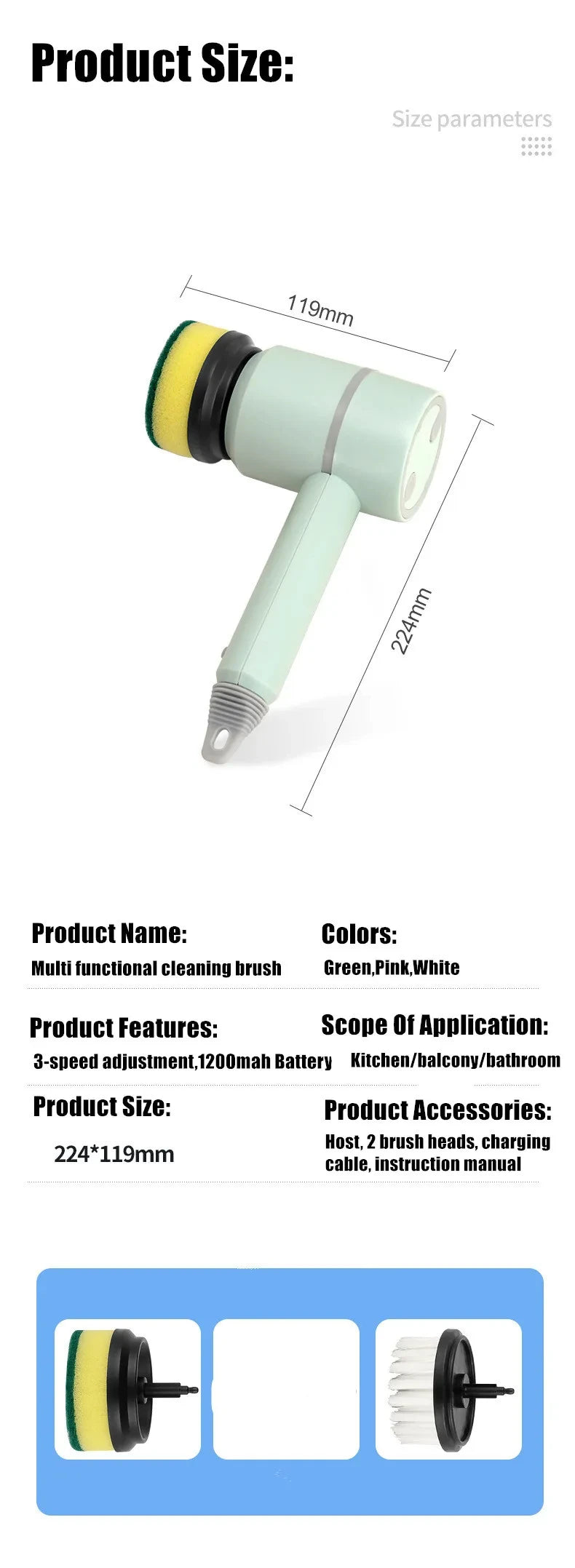 2025 Multi Functional Wireles Electric Cleaning Brush Household Toilet Cleaning Tool Handheld Kitchen Cleaning Brush