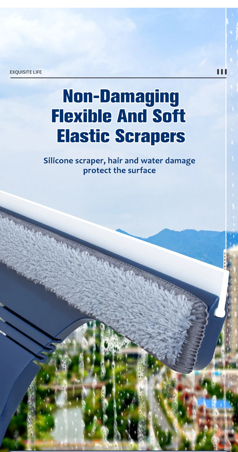 2 in 1 Window Mesh Screen Brush Window Cleaner Magic Broom Wiper Telescopic Long Handle Window Mop Squeegee Wiper Cleaning Tool