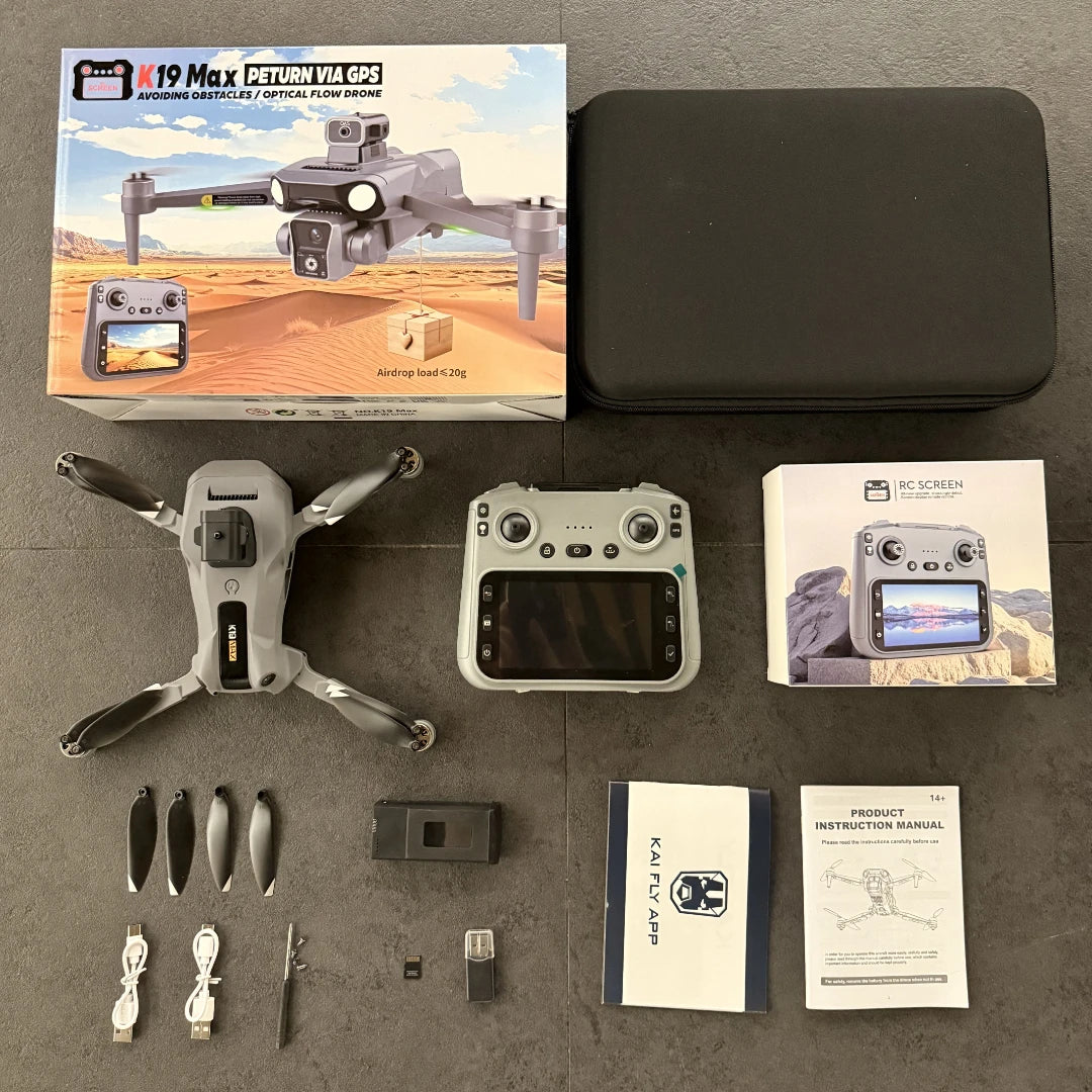 2025 K19Max GPS Return Drone 5G 8K HD Dual Camera Dron Remote With Screen Omnidirectional Obstacle Avoidance Drone RC Toy Gift