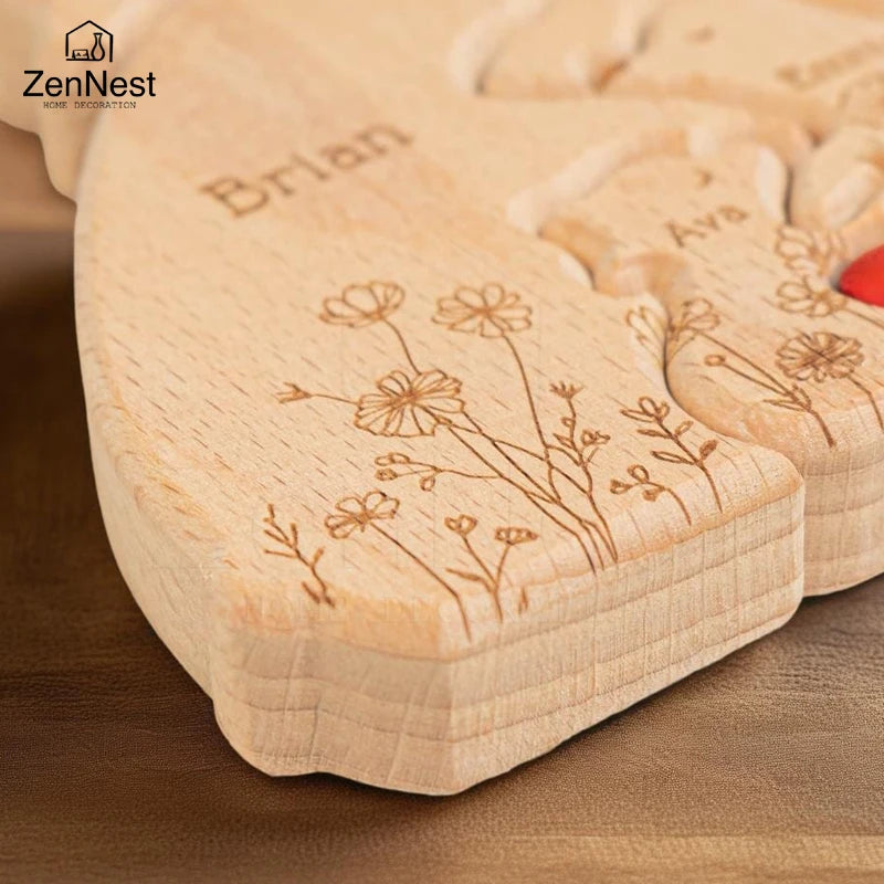 Artistic Wooden Puzzles, Little Bear Family Personalized Name Puzzles, Thanksgiving Christmas Gifts, Home Tabletop Decorations