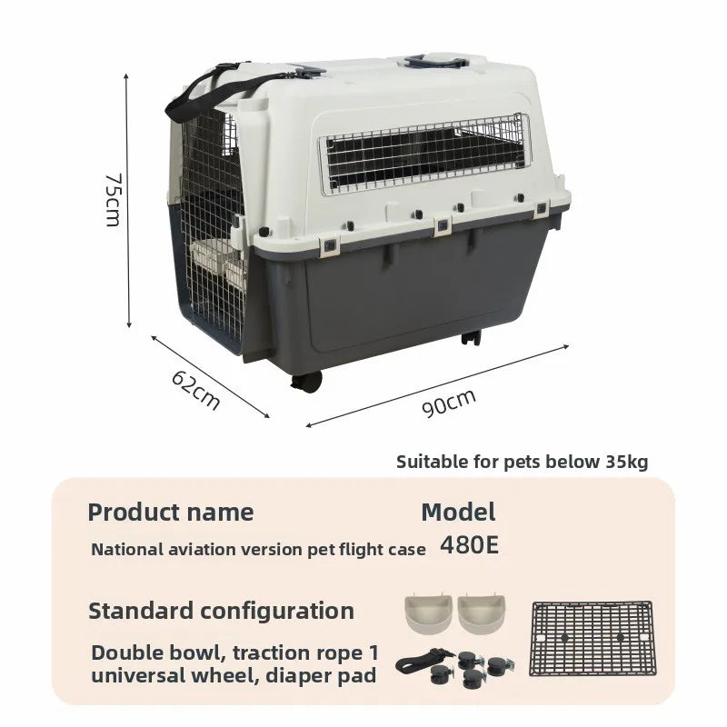 Pet Aviation Case Carrier Rolling Plastic Airline Approved Breathable Pet Cages Wire Door Travel Dog Cat Trolley Case Products