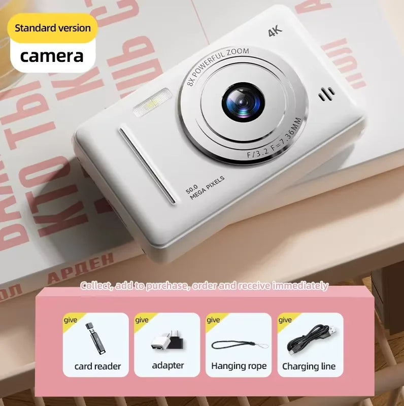 Xiaomi 4k Digital Camera Retro CCD Portable Camera 50 Million Pixels Auto Focus Entry-level Camera Dual Camera Flash Student CCD