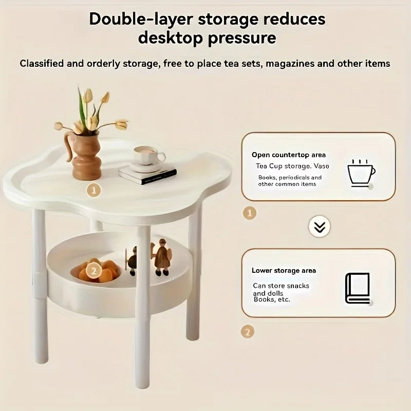 [Stylish Side Table] Stylish Modern Round Side Table with Storage Shelf | Space-Saving, Lightweight for Living Room, Bedroom