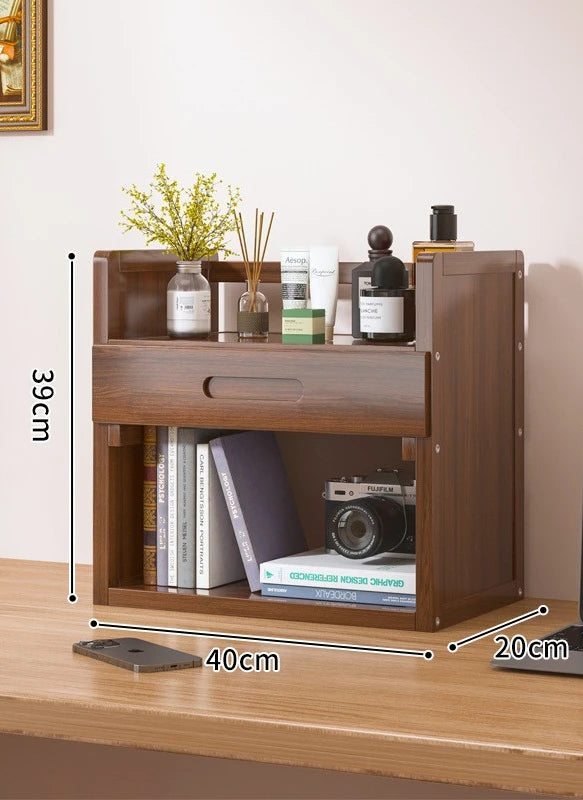 Simple desktop bookshelf dormitory multi-layer storage rack home student desk finishing shelf solid wood with extraction rack