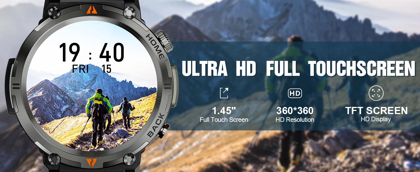 EIGIIS KE3 Smart Watch 3ATM Waterproof Original Design For Men Bluetooth Call Health Monitor With Flashlight 100+ Sports Modes