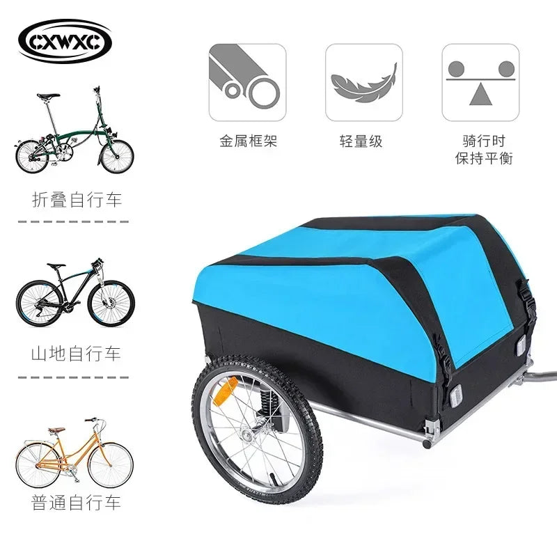 Pet Carrier Bicycle Trailer Outdoor Camping Foldable Load Pull Pet Trailer Hanging Small Pull Truck After Riding Travel Stroller