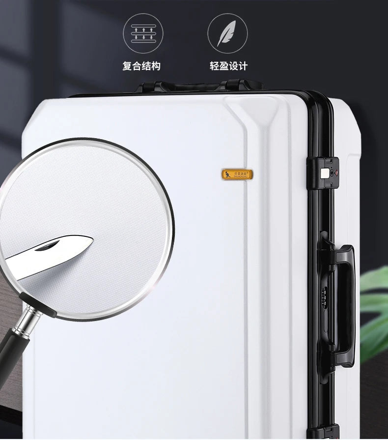 Fashion rolling luggage aluminum frame USB charging trolley suitcase 20/24/26/28 inch students password travel luggage
