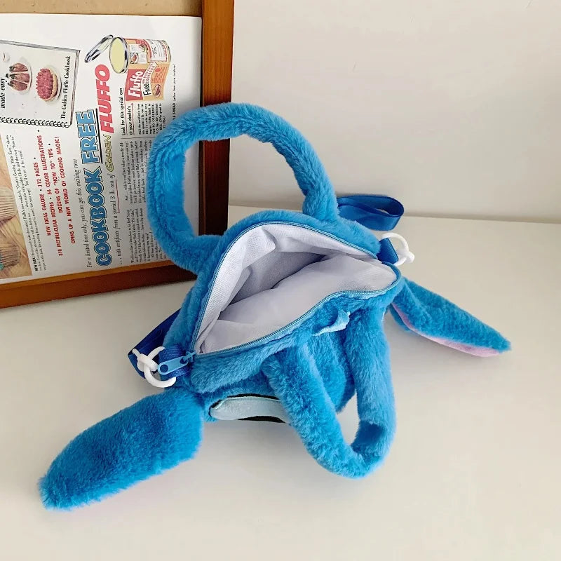 Disney Stitch Soft Plush Crossbody Bag Korean Cute Style Adjustable Strap Kawaii Anime Shoulder Purse Medium Size Gift for Women