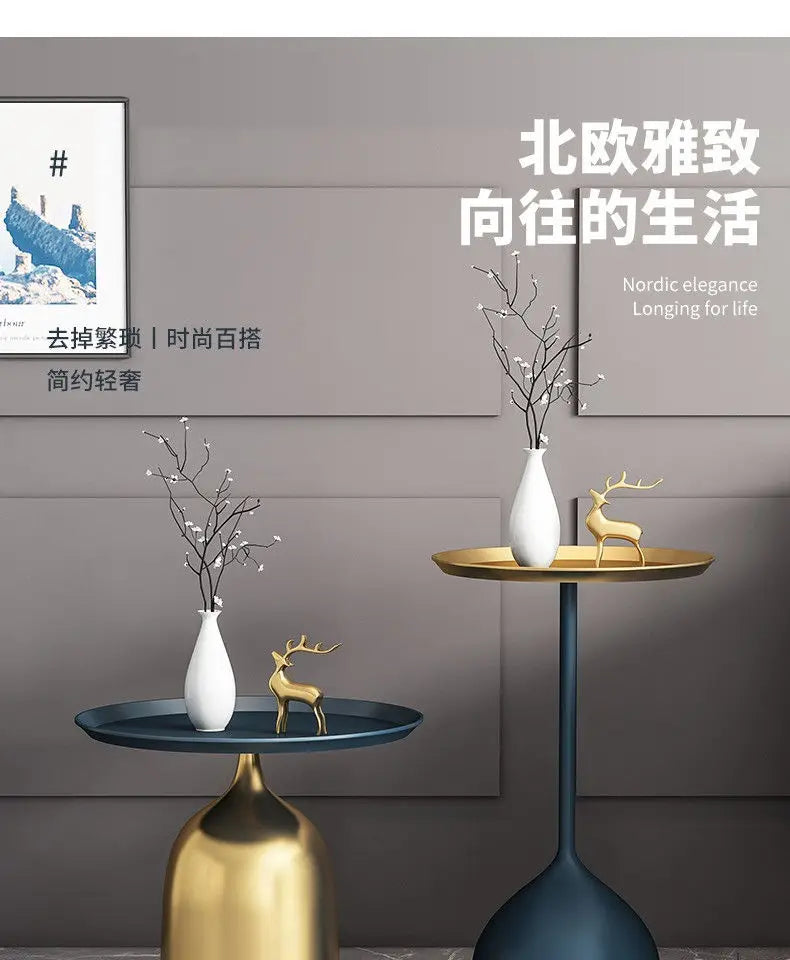 Creative Living Room Side Table Wrought Iron Small Coffee Table Balcony Tea Table Modern Simple Round Living Room Side Tables