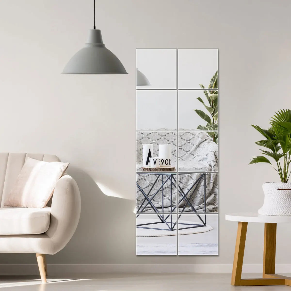 10PCS Mirror Tiles,12x12 Inch Flexible Mirror Sheet,Self Adhesive Self Cuttable Mirror Wall Stickers Non Glass Square Mirrors