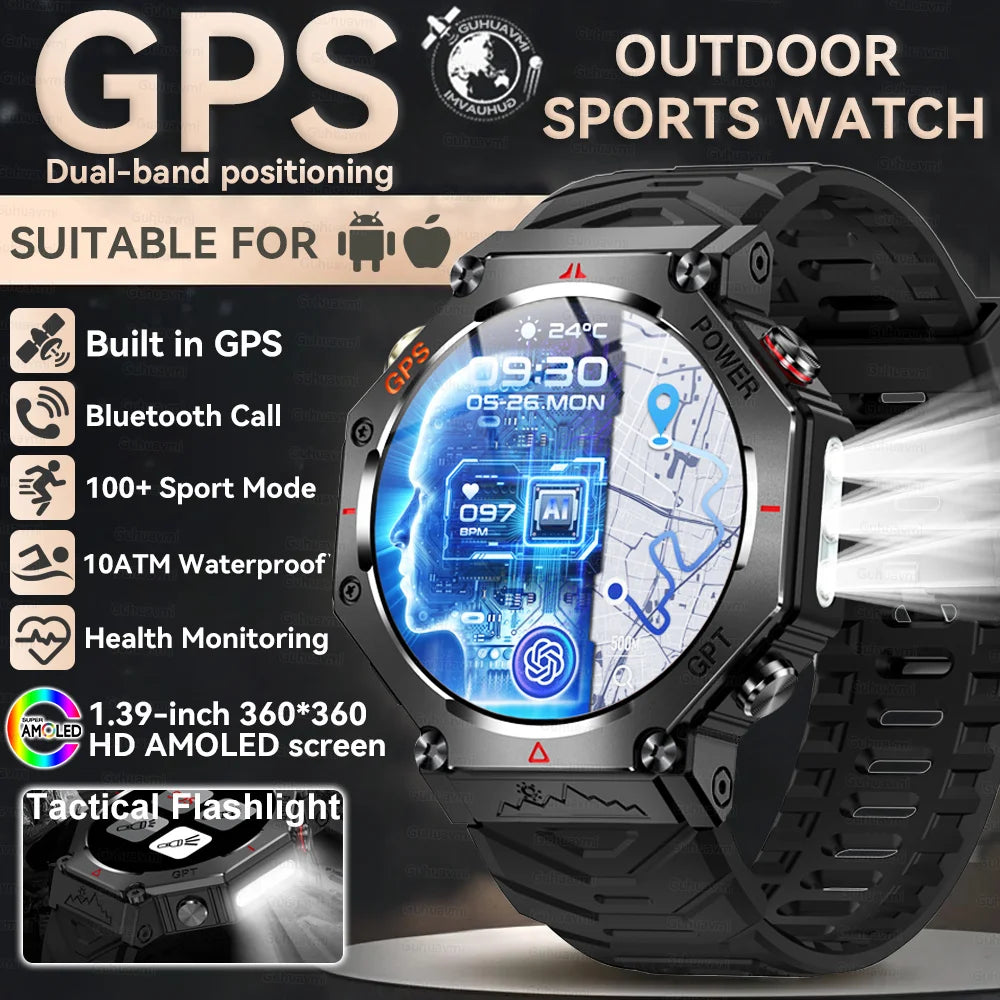 Military Smart Watch T-Rex 3 Bulit-in GPS Compass Altimeter Barometric 10ATM IP69K Waterproof AMOLED Bluetooth Call Smart watch