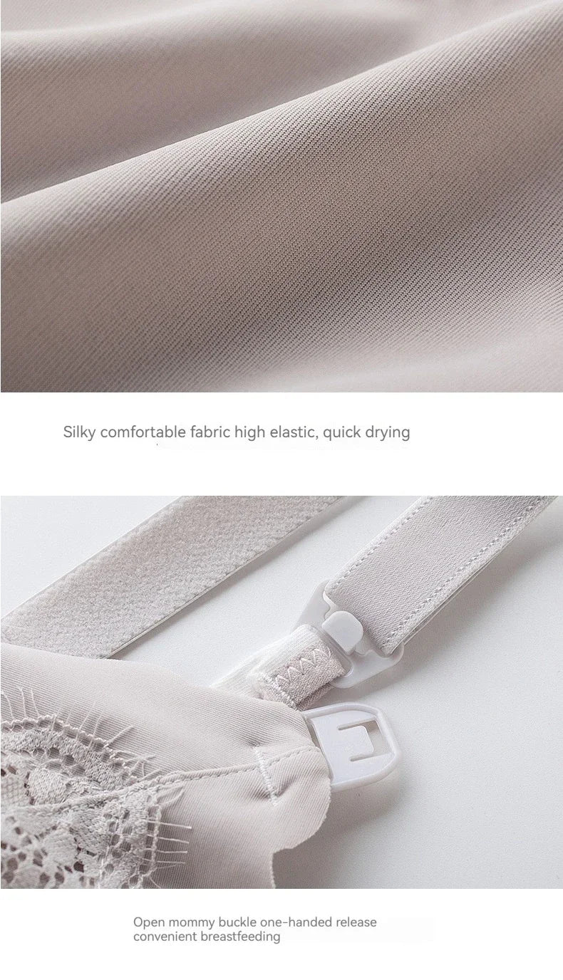 New Lace Up Buckle Without Steel Ring to Prevent Sagging Breastfeeding Bra is Soft and Comfortable For Pregnant Women in Large