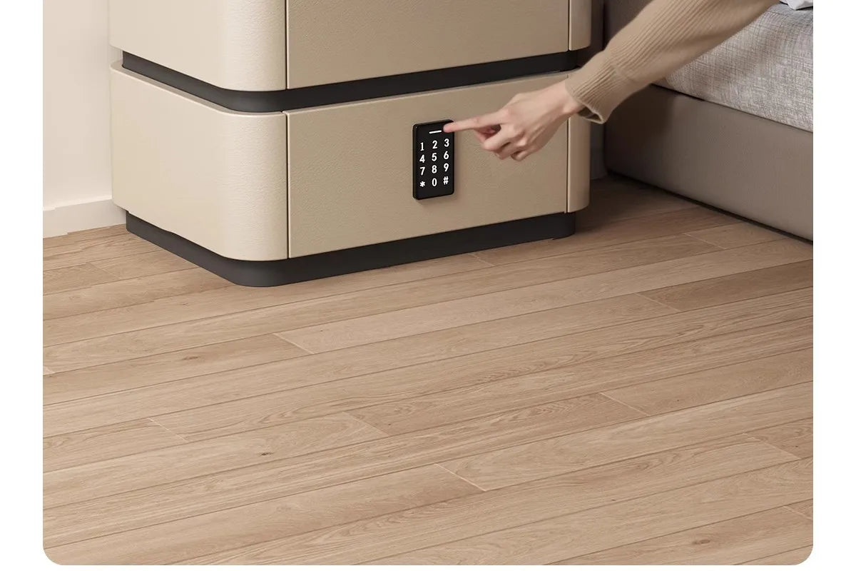Smart Bedside Table Side With Combination Lock Deluxe Bedside Table Locker Safe Box Cabinet Nightstands Home Bedroom Furniture