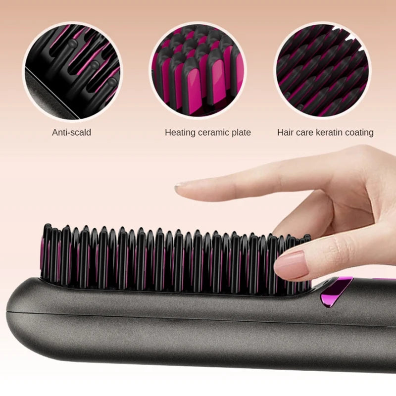 Wireless Hair Straightener Brush Straightener Brush Third Gear Adjustable Hair Curler Portable Heating Comb