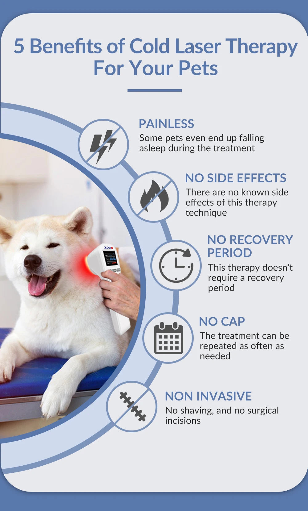 ZJZK Professional Therapeutic Cold Laser Physiotherapy Relax Treatment Massager Laser Therapy Device 808nm 650nm 880mW for Pain