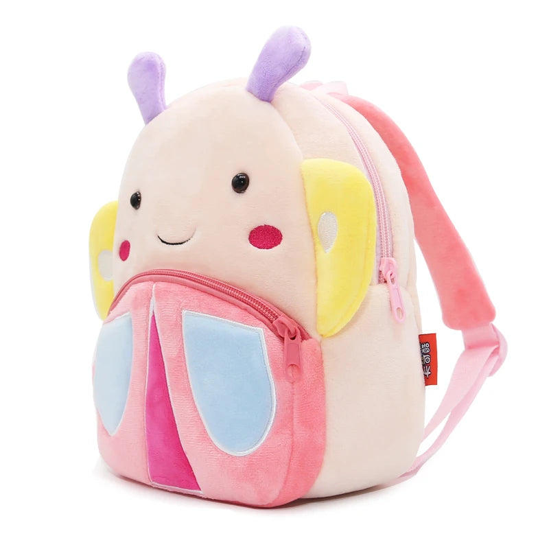 Girls School Backpack Cute Pink Butterfly Kids Plush Backpack Kindergarten School Bag