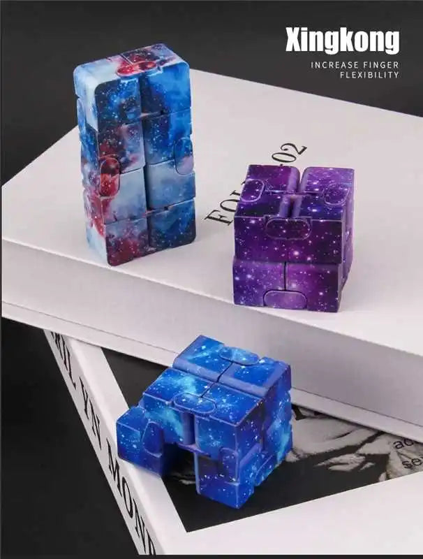 Colorful Infinite Versatile Christmas Fidget Cube Colorful Starry Sky Cube and Fidget Handle Toy Set