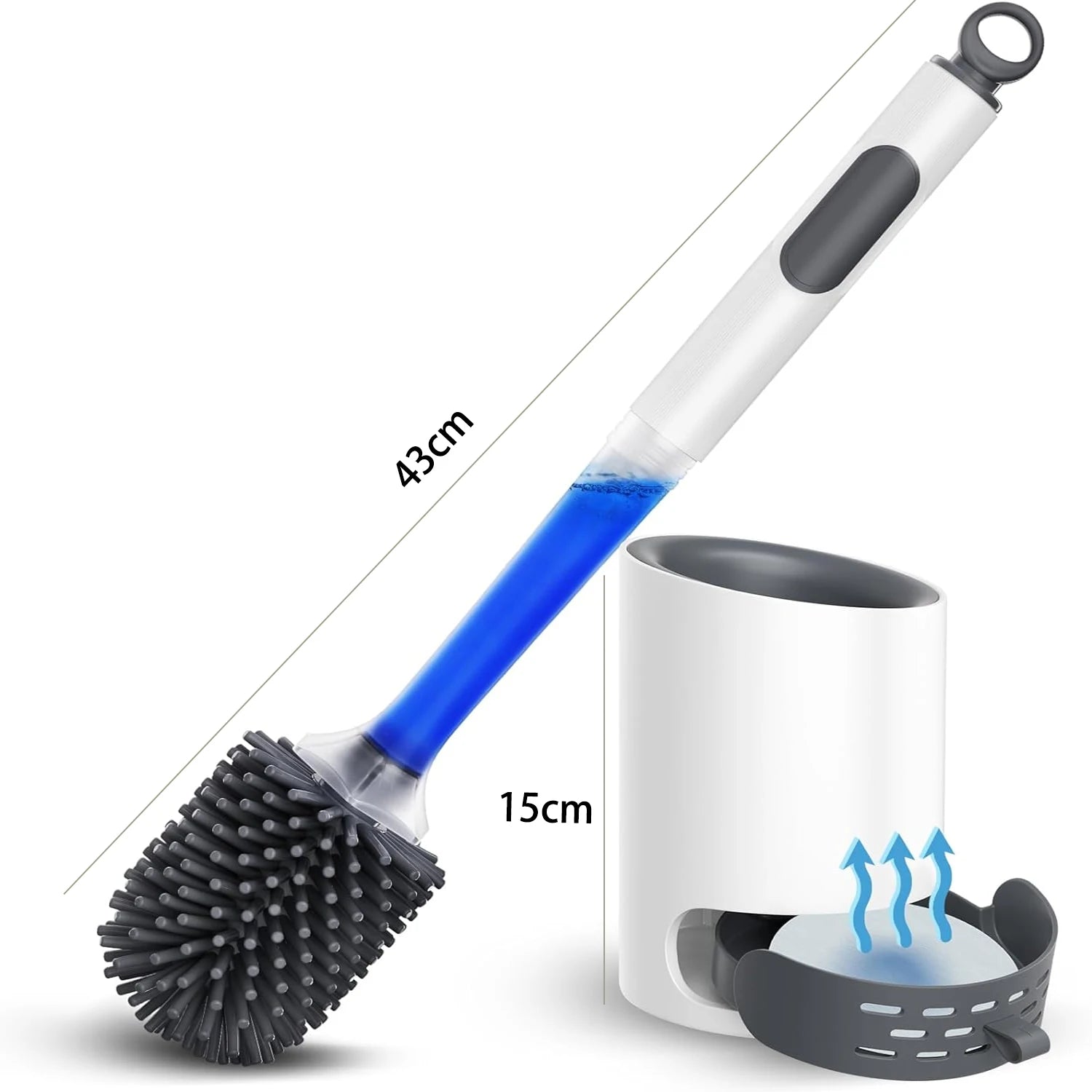 Water Spray Silicone Toilet Brush 40cm Long Handle Refillable Silicone TPR Brush With Wall-Mounted Bathroom Cleaning Accessories